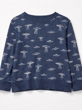 Chaser blue and white spaceship graphic crewneck sweatshirt size 4